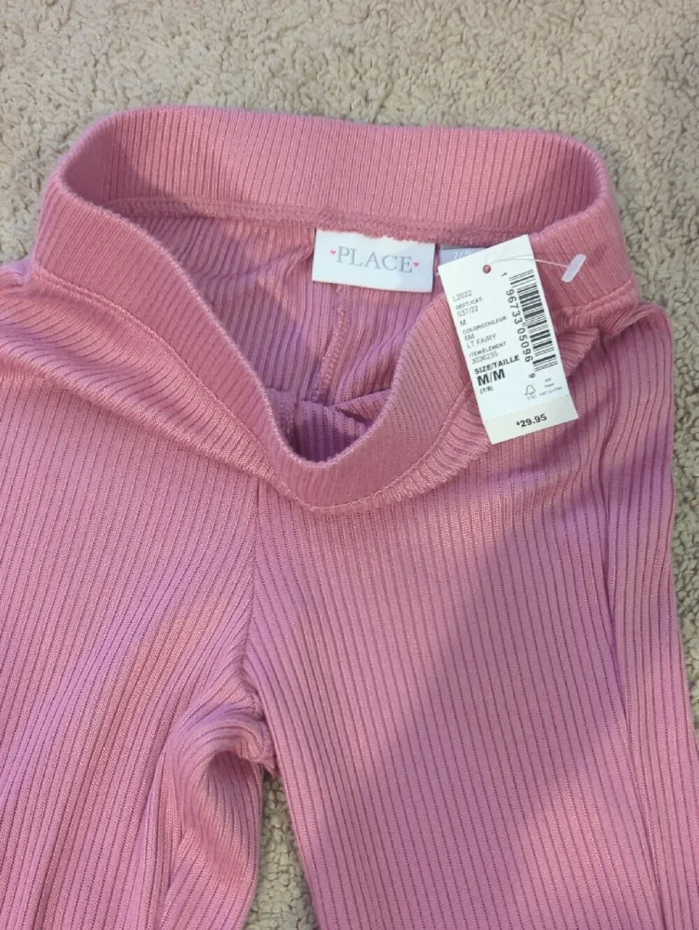 Children's Place Pink Ribbed Flare Leggings Size Medium 7/8